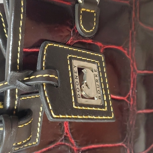 Dooney & Bourke Croc Emboss Leather Tassel Tote in Cognac - Picture 3 of 6